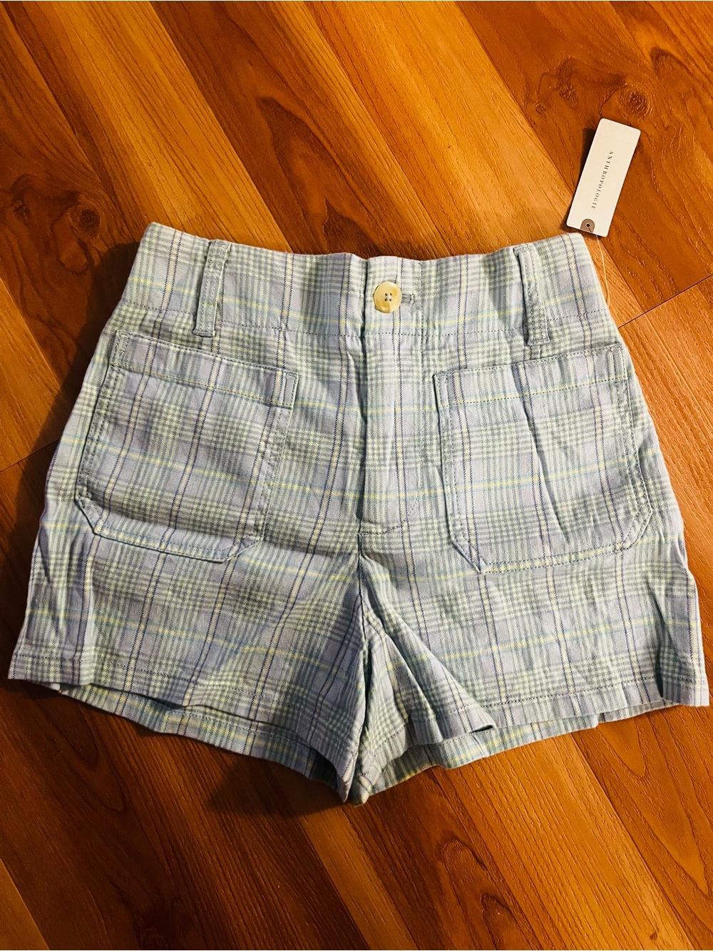 Anthropologie Pastel Plaid Women's Shorts - Light Blue & Light Green